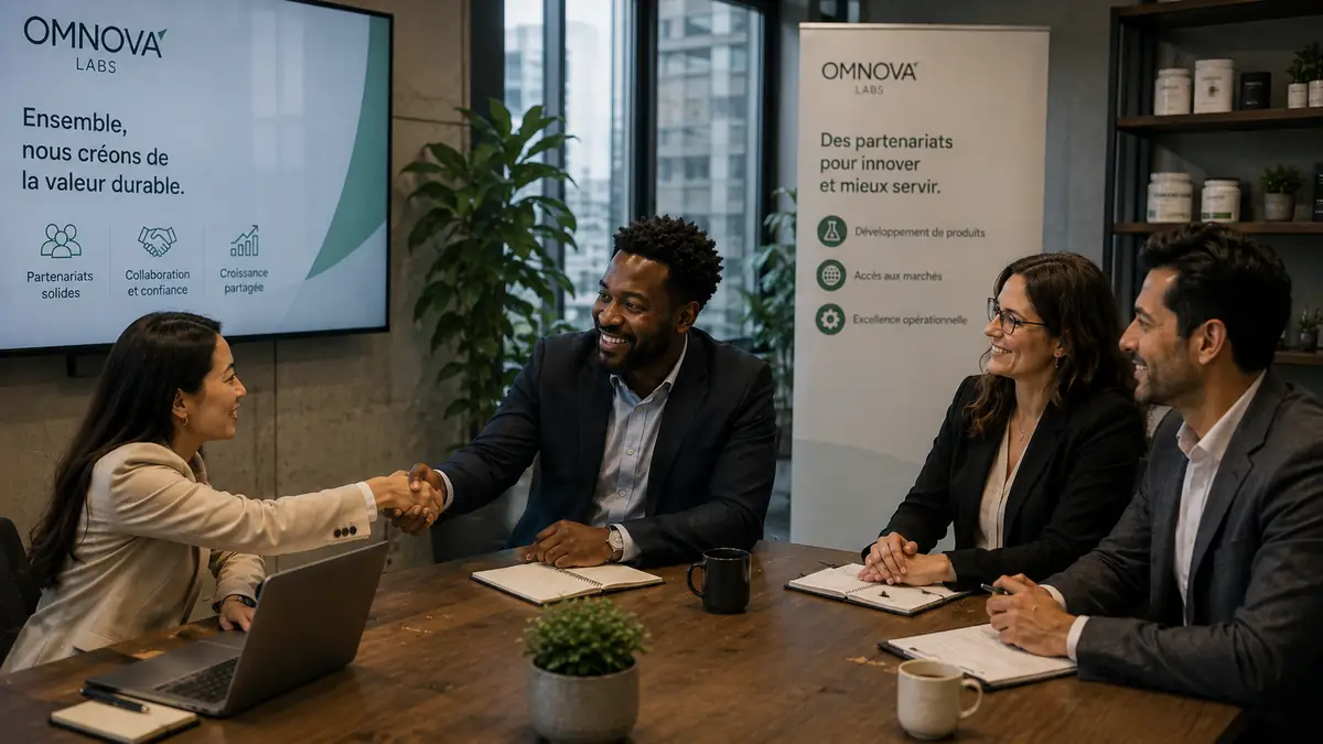 Collaboration commerciale entre Omnova Labs et un partenaire.