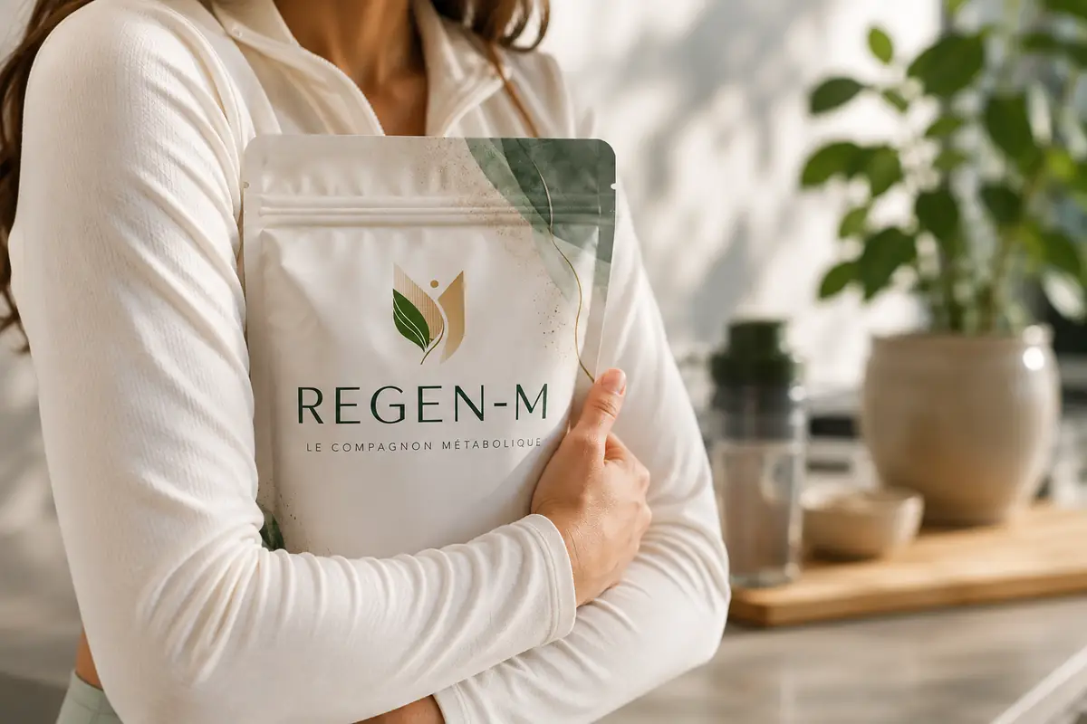 Visuel principal de REGEN-M, formulation nutritionnelle en poudre en développement.